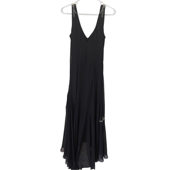 Alex Evenings Black Sleeveless Chiffon V-Neck Dress w/ Detailed Beadwork sz 8 - Picture 8 of 8